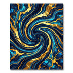 Luxury Navy Blue Gold Swirl Abstract Rug