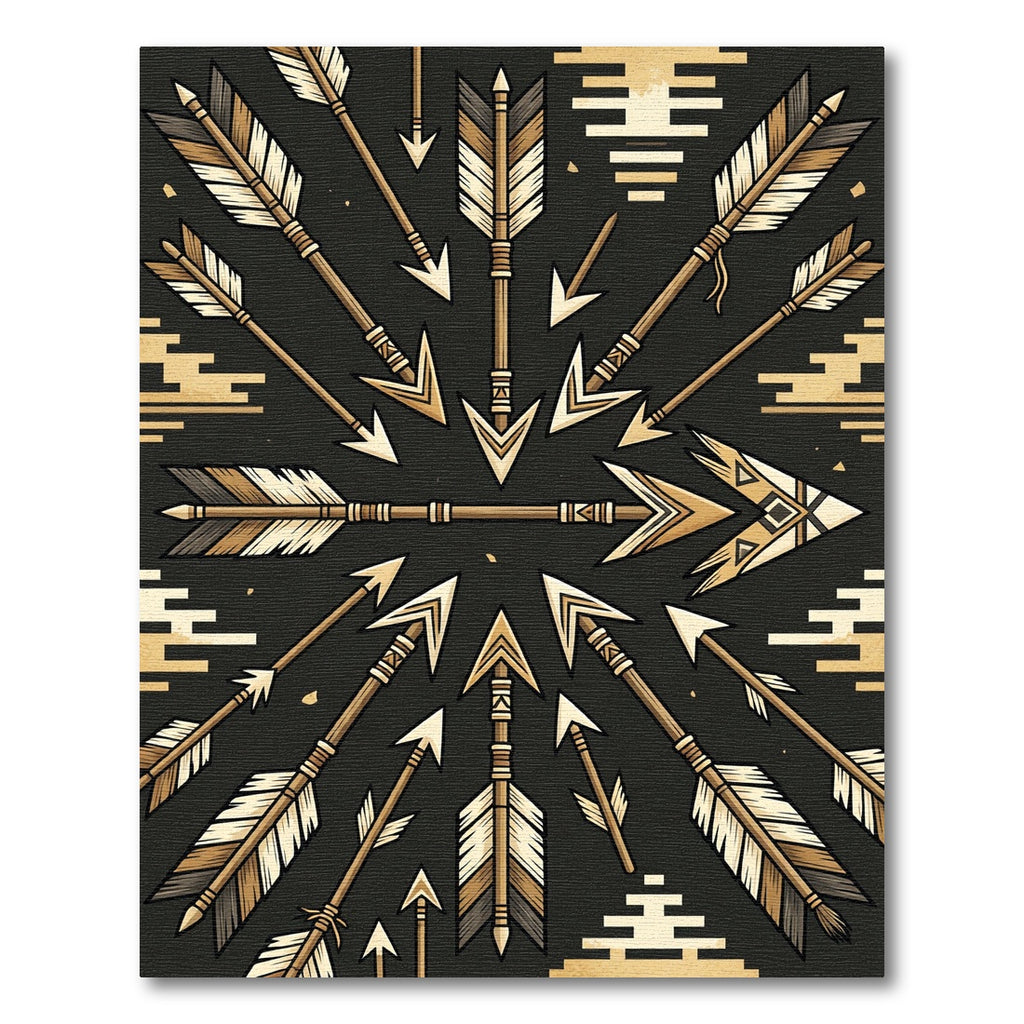 Sepia Tribal Arrows Radiating Rug
