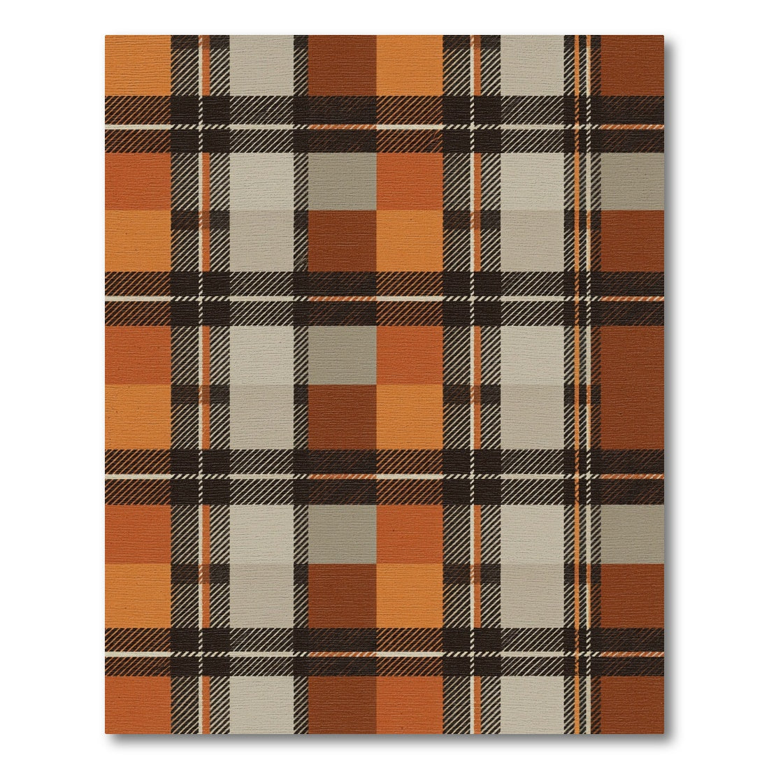 Rustic Burnt Orange Plaid Tartan Rug