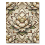 Vintage Neutral Lotus Floral Illustration Rug