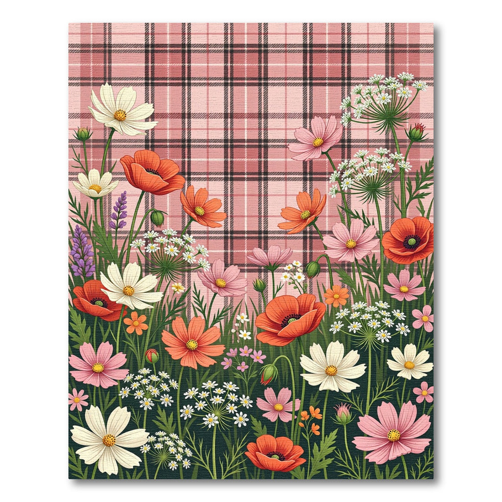 Pink Plaid Wildflower Meadow Accents Rug