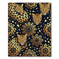 Golden Leopard Floral Mandala Collage Rug