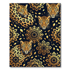 Golden Leopard Floral Mandala Collage Rug