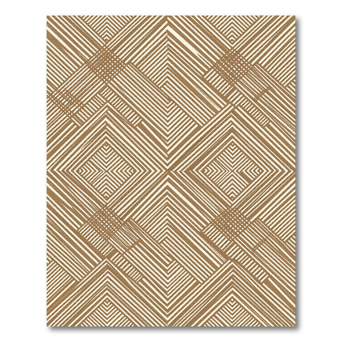 Neutral Brown Linear Geometric Chevron Rug