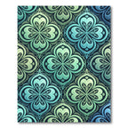 Elegant Teal Clover Damask Medallion Rug