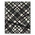 Abstract Intersecting Black Lines Linen Rug