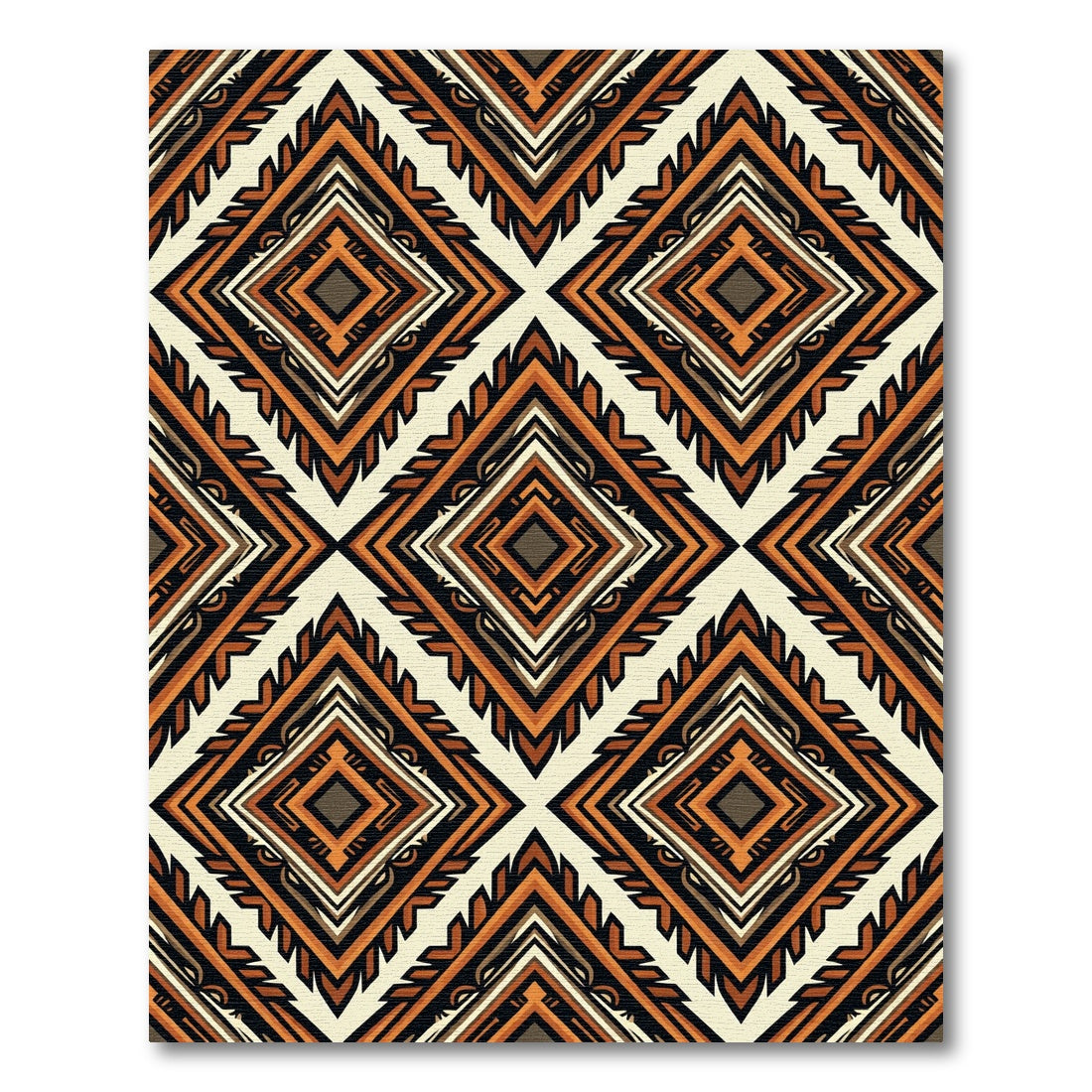 Earthy Geometric Diamond Tribal Rug