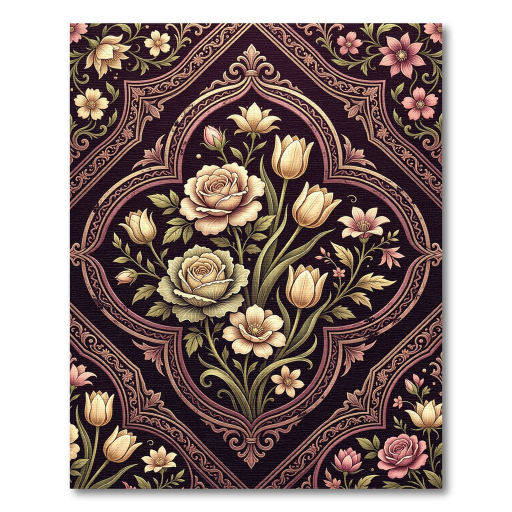 Vintage Floral Bouquet Medallion Rug