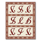 Burgundy Script Monograms Ivory Border Rug