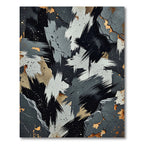 Abstract Charcoal Brushed Gold Ink Composition Rug