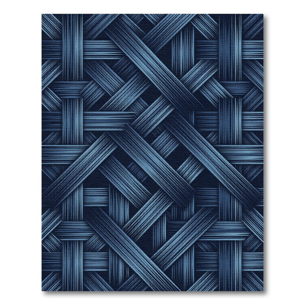 Deep Blue Woven Ribbon Texture Rug