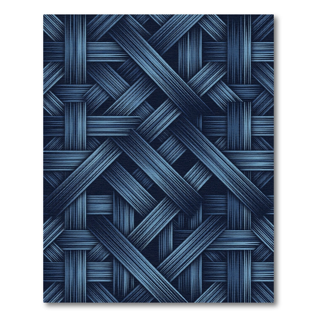 Deep Blue Woven Ribbon Texture Rug