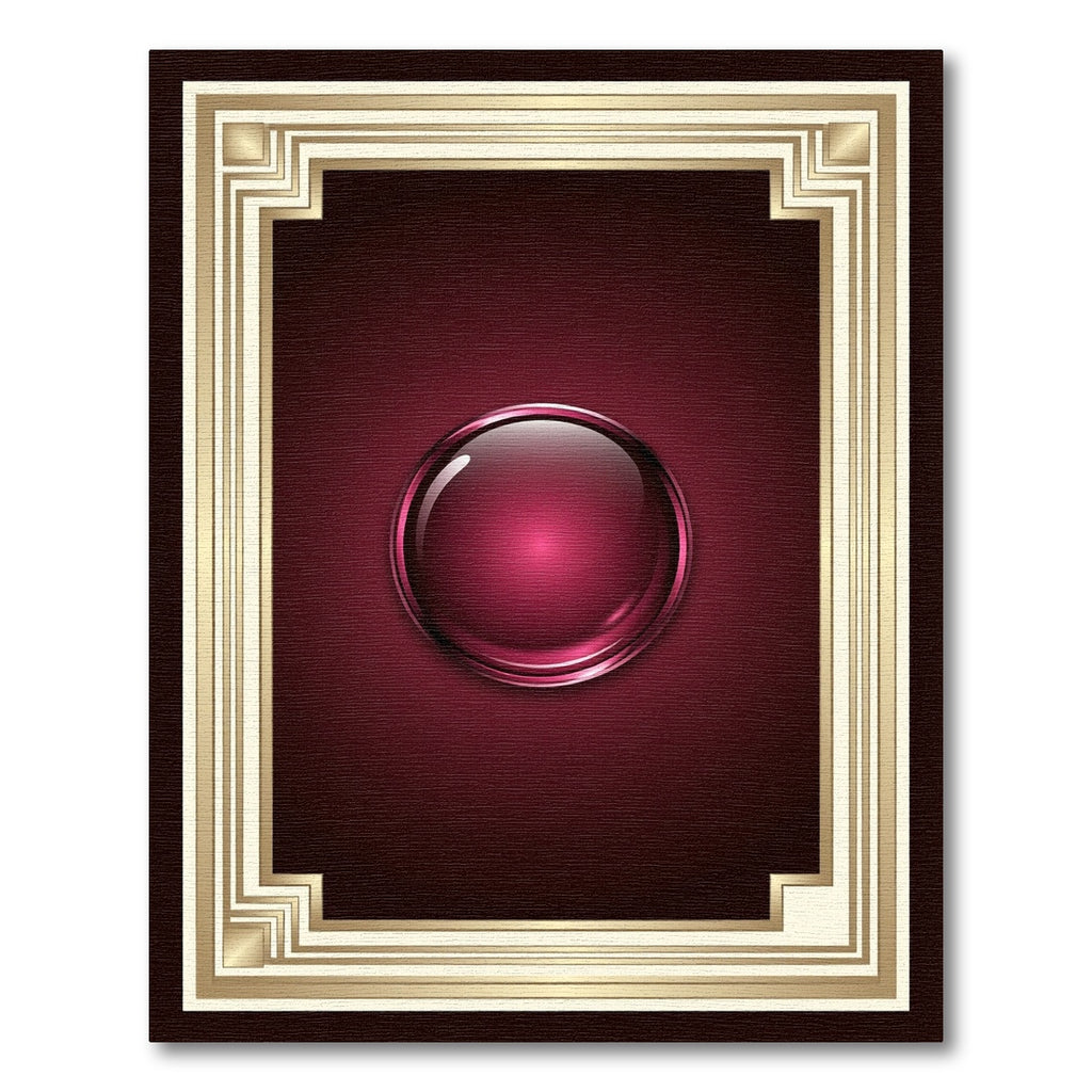 Elegant Burgundy Sphere Ornate Gold Frame Rug