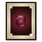 Elegant Burgundy Sphere Ornate Gold Frame Rug