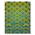 Green Yellow Layered Arc Waves Rug