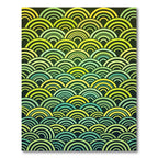 Green Yellow Layered Arc Waves Rug