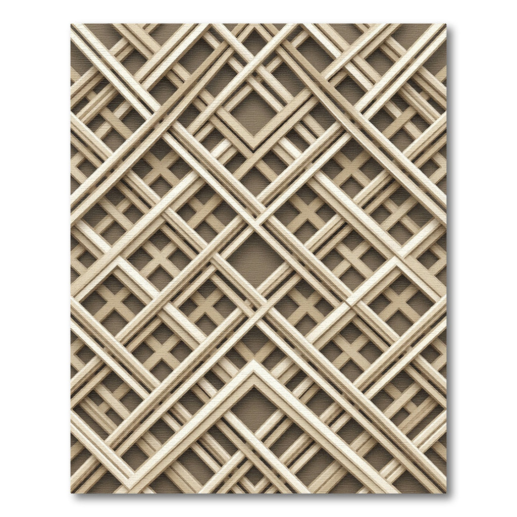 Beige Geometric Intersecting Lattice Square Rug
