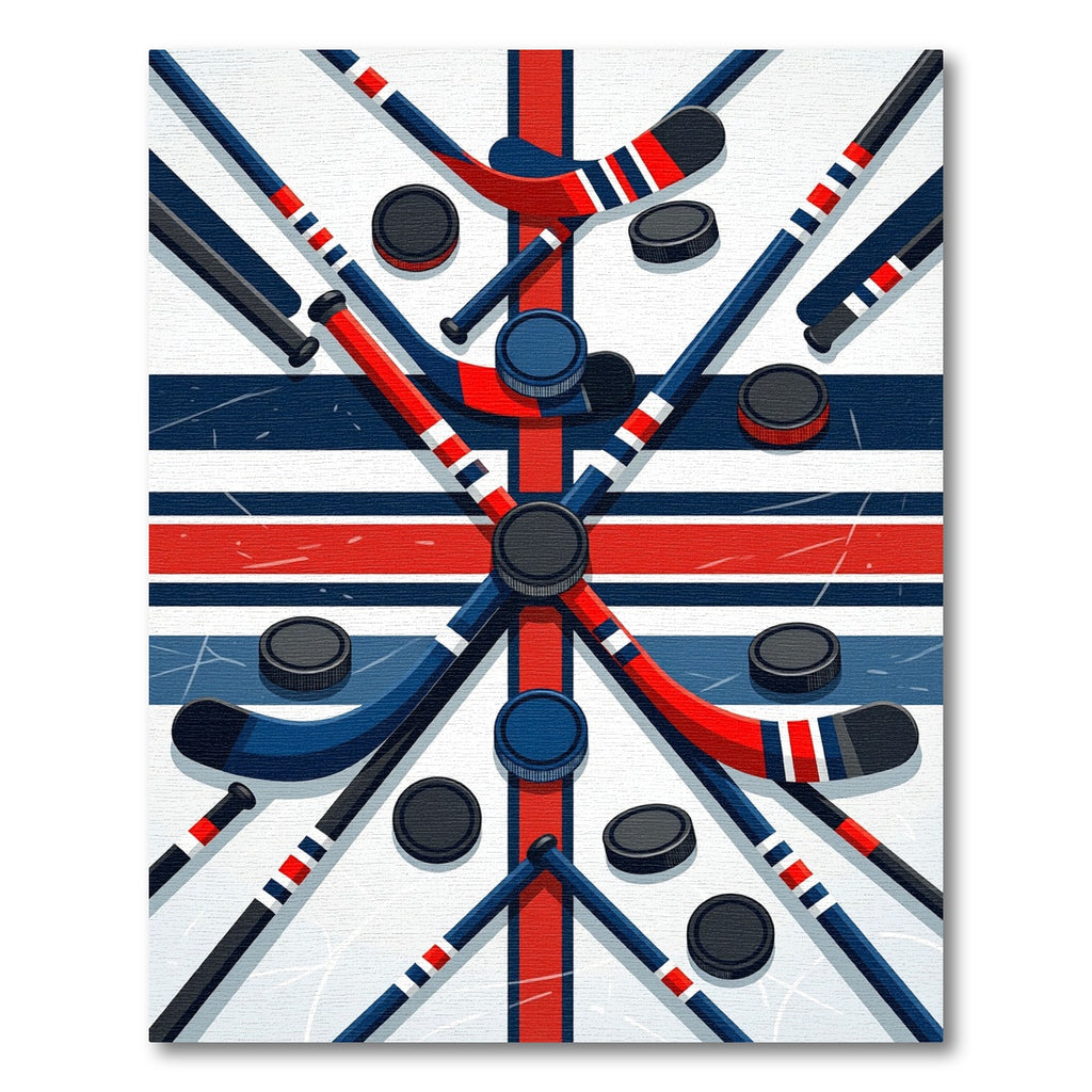 Dynamic Ice Hockey Stick Crossing Art Rug