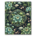 Elegant Teal Peony Bamboo Medallion Rug