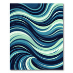 Flowing Aqua Teal Wave Abstract Rug
