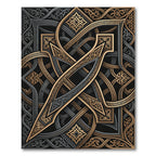Ornate Gold and Charcoal Interlocking Scroll Rug