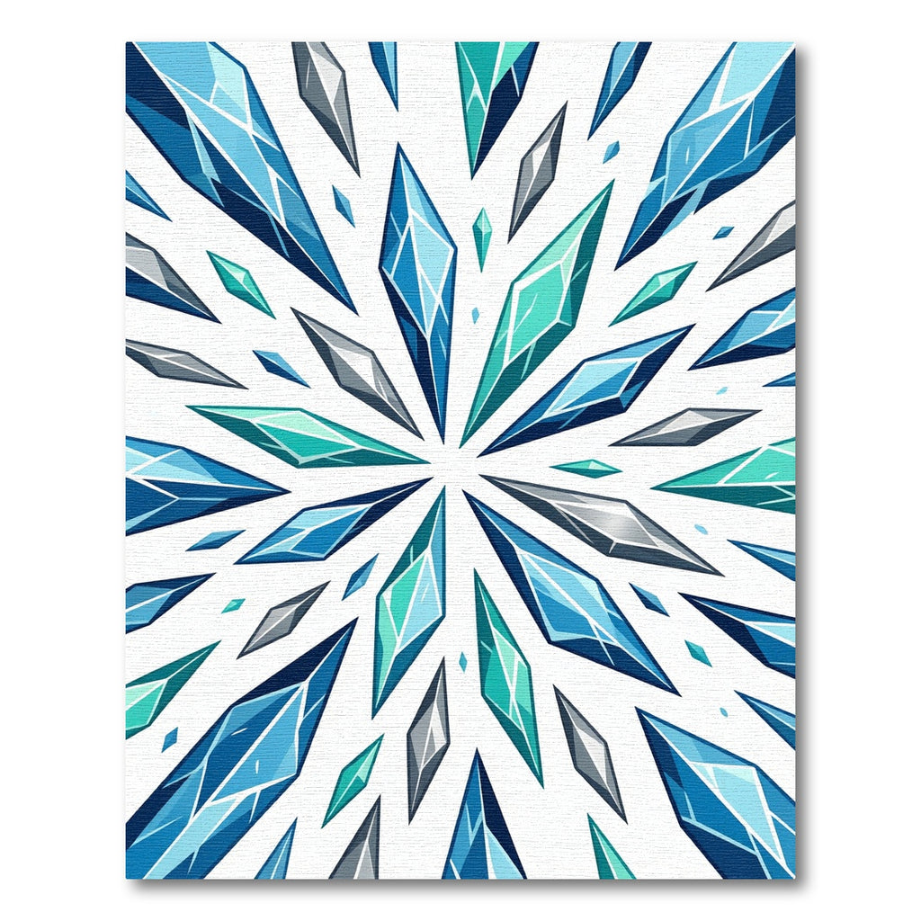 Radiant Blue Turquoise Geometric Crystal Burst Rug