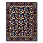 Midnight Blue Golden Paisley Tapestry Rug