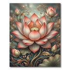 Elegant Coral Lotus Bloom Garden Rug