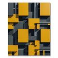 Modern Golden Yellow Geometric Blocks Rug
