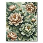 Ethereal Sage Peony Watercolor Floral Rug