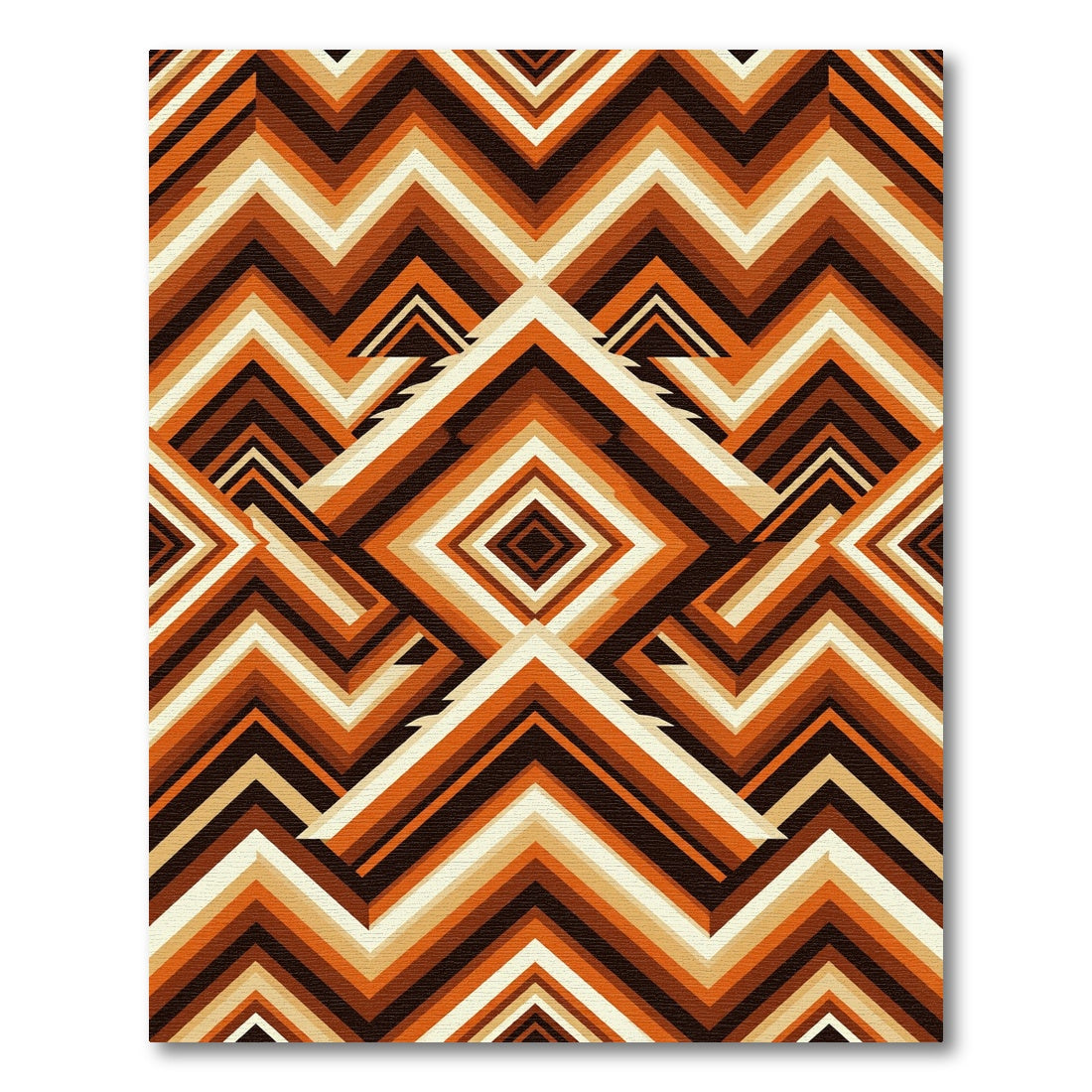 Mid Century Retro Geometric Chevron Rug