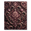Ornate Damask Scroll Shell Burgundy Rug