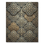 Ornate Gold Fleur-de-lis Slate Scrollwork Rug