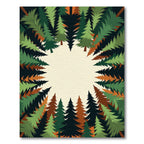 Earthy Pine Forest Radial Woodland Rug