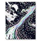 Iridescent Pixelated Abstract Rainbow Wave Rug