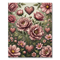 Dusty Rose Botanical Heart Garden Rug
