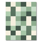Sage and Cream Woven Geometric Block Rug