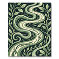 Serpentine Green Botanical Leaf Swirls Rug