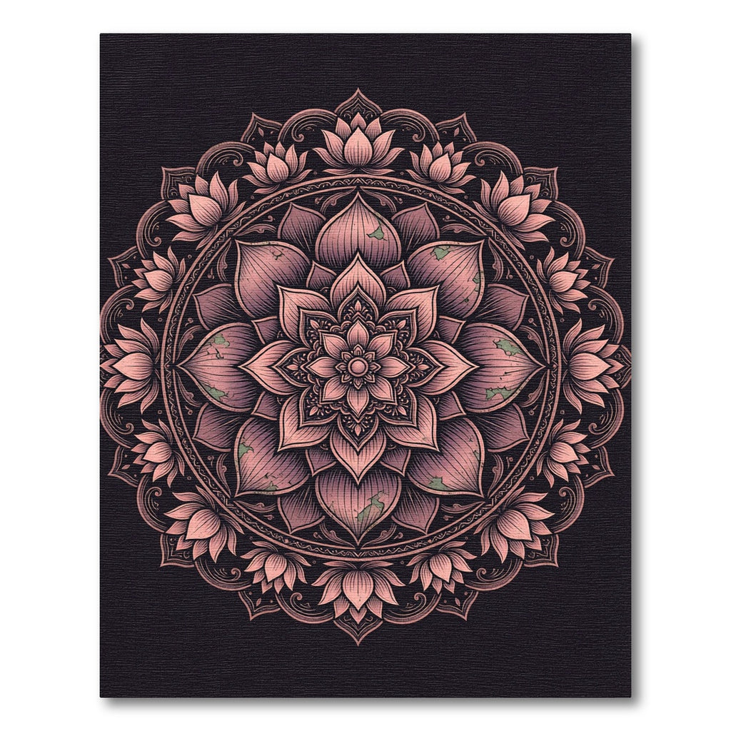 Dusty Rose Lotus Flower Mandala Rug