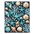 Teal Starfish Coral Shell Medley Rug