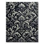Elegant Graphite Silver Baroque Scroll Rug