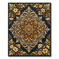 Opulent Gold Floral Baroque Medallion Rug