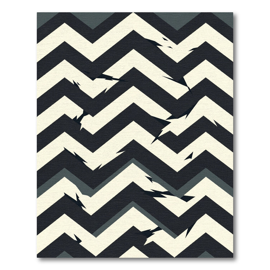 Monochromatic Jagged Chevron Fragments Rug