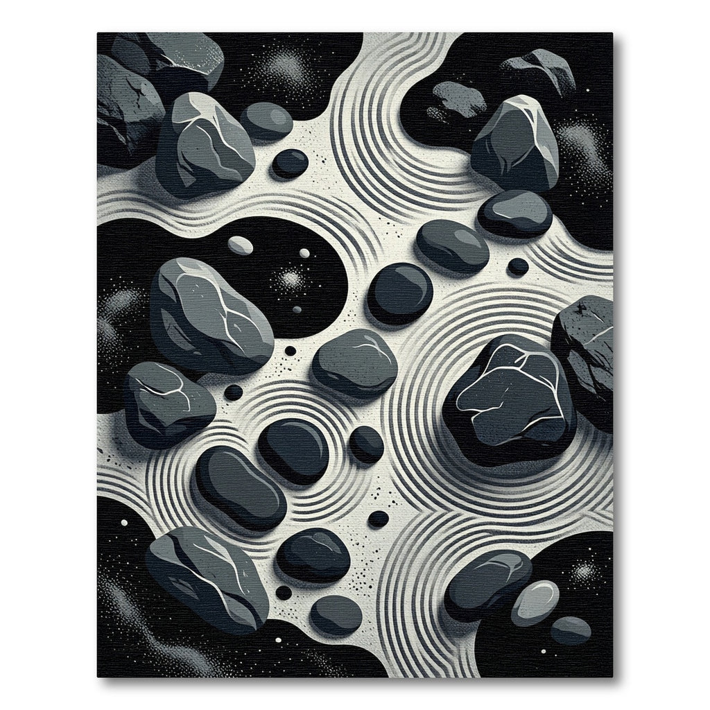 Monochromatic Zen Garden Stones Rug