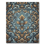 Antique Gold Blue Flourish Scroll Rug