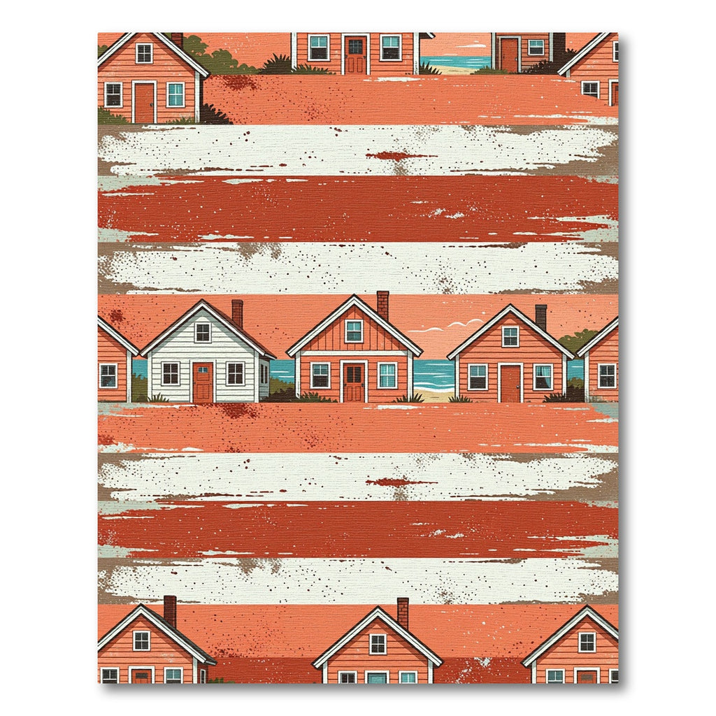 Coastal Sunset House Stripe Decor Rug