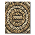 Braided Rope Round Gold Black Rug