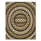 Braided Rope Round Gold Black Rug