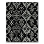 Bold Black Tribal Diamond Rug