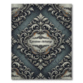 Ornate Silver Scrollwork Grey Damask Rug